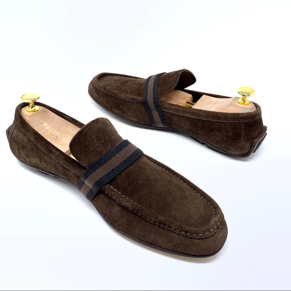 GUCCI Dark Brown Suede with Brown & Black Web Ribb - Picture 5 of 8